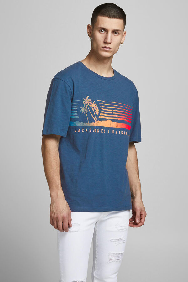 Springfield Camiseta algodón print azul medio