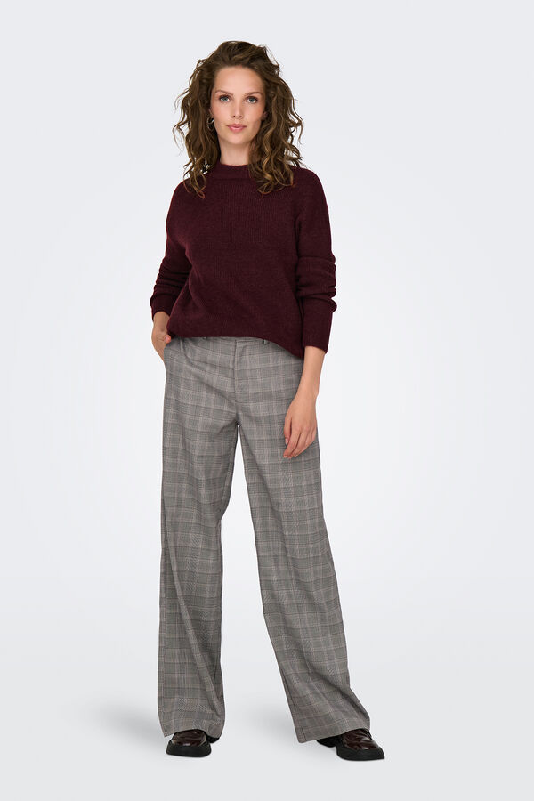 Only Pantal&oacute;n recto de cuadros gris