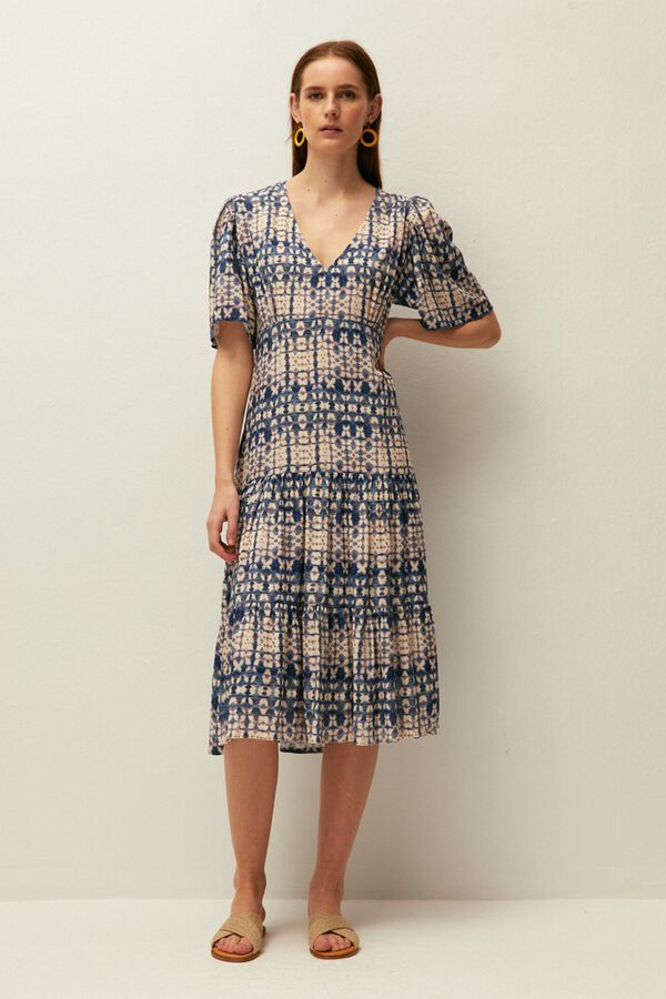 Systemaction Vestido largo estampado azul