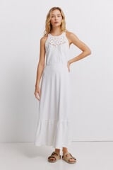 Springfield Vestido midi cuello halter crochet blanco
