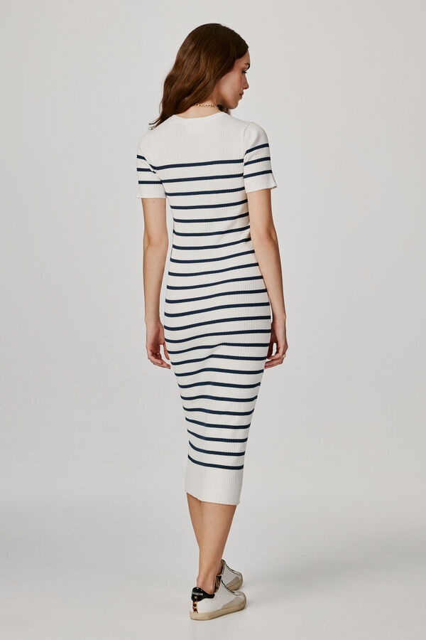 Jack & Jones Vestido midi de punto rib de rayas blanco