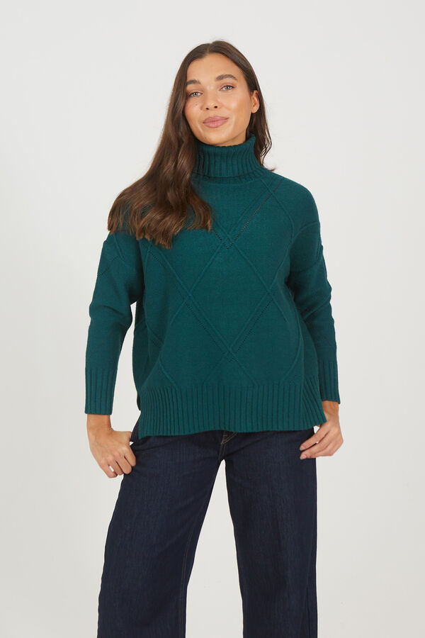 Brave Soul Su&eacute;ter malha com diamantes verde