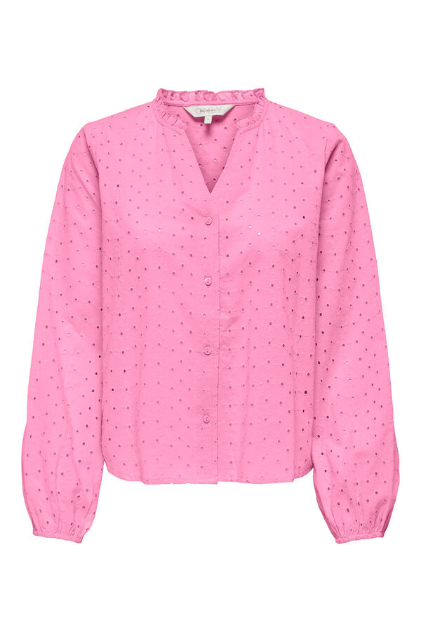 Only Blusa manga larga encaje ingl&eacute;s rosa