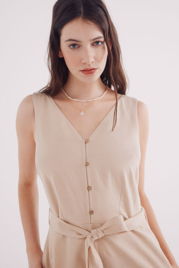 Springfield Macac&atilde;o al&ccedil;as de linho de algod&atilde;o castanho