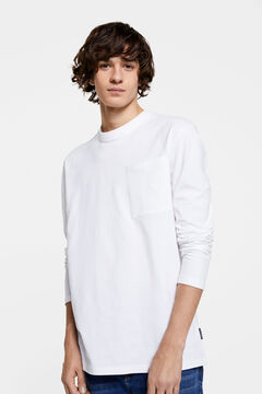 Springfield T-shirt de manga comprida com bolso branco