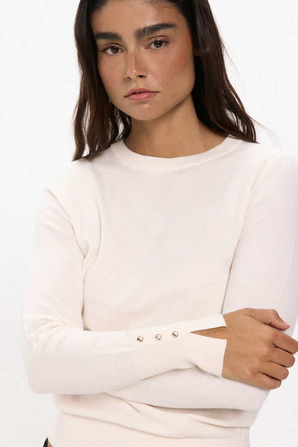 JDY Jersey cuello redondo blanco