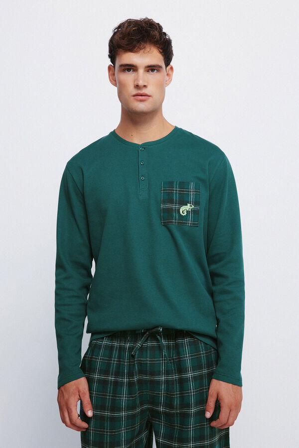Springfield Pijama largo pantal&oacute;n cuadros verde
