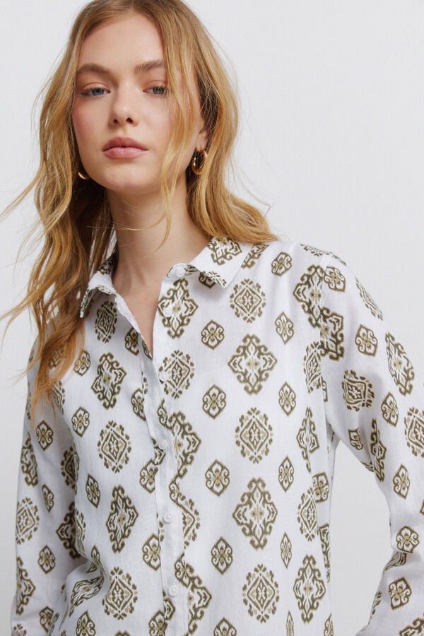 Springfield Camisa b&aacute;sica em linho estampado