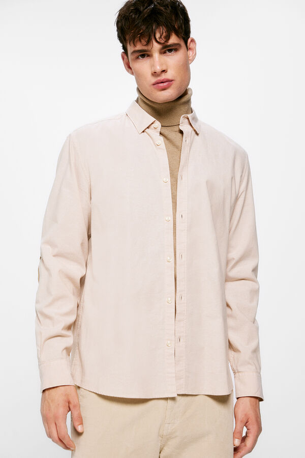 Springfield Camisa pinpoint coderas beige
