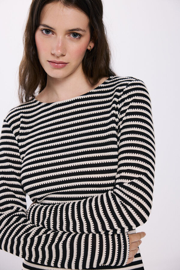 Springfield Vestido midi rayas canal&eacute; negro