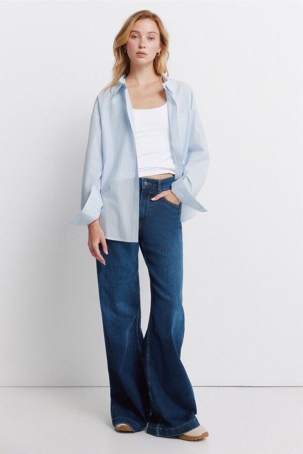 Springfield Camisa oversize &agrave;s riscas azul