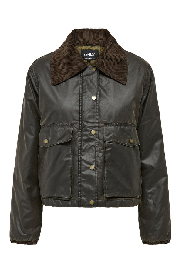 Only Chaqueta corta efecto encerado gris