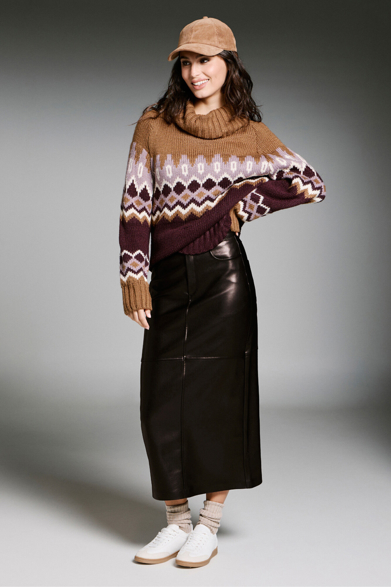 Only Falda midi piel vegana