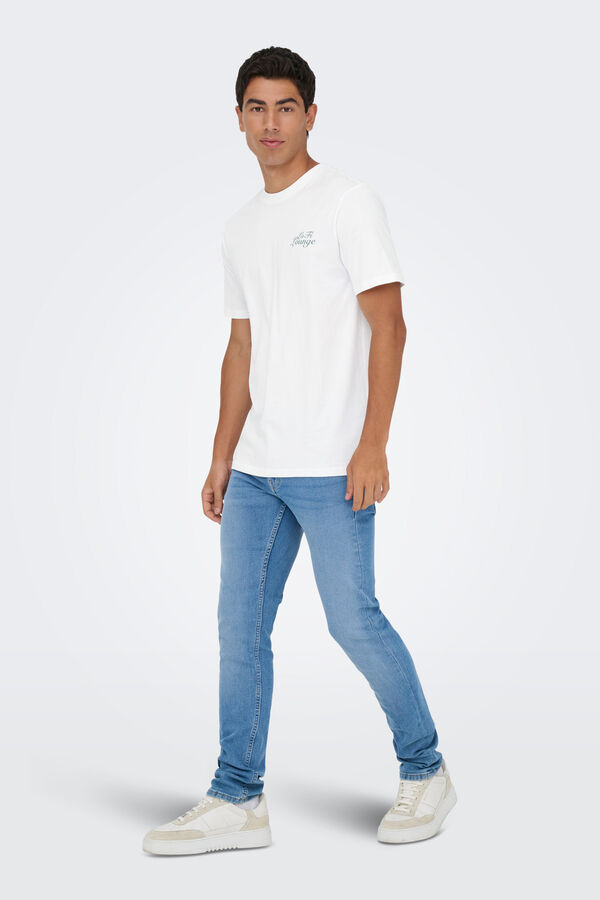 Only & Sons Camiseta dibujo frontal y trasero blanco