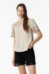 Tiffosi Blusa R&uacute;stica con Encaje nude