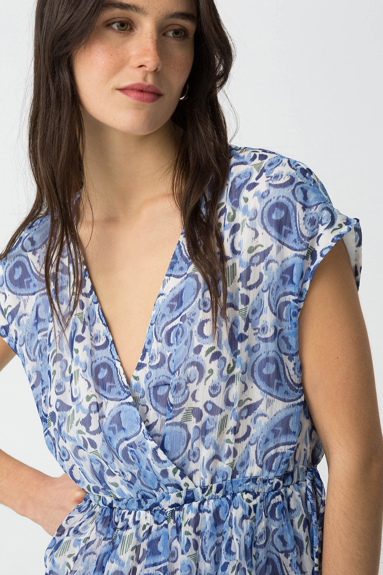 Tiffosi Vestido estampado com folhos