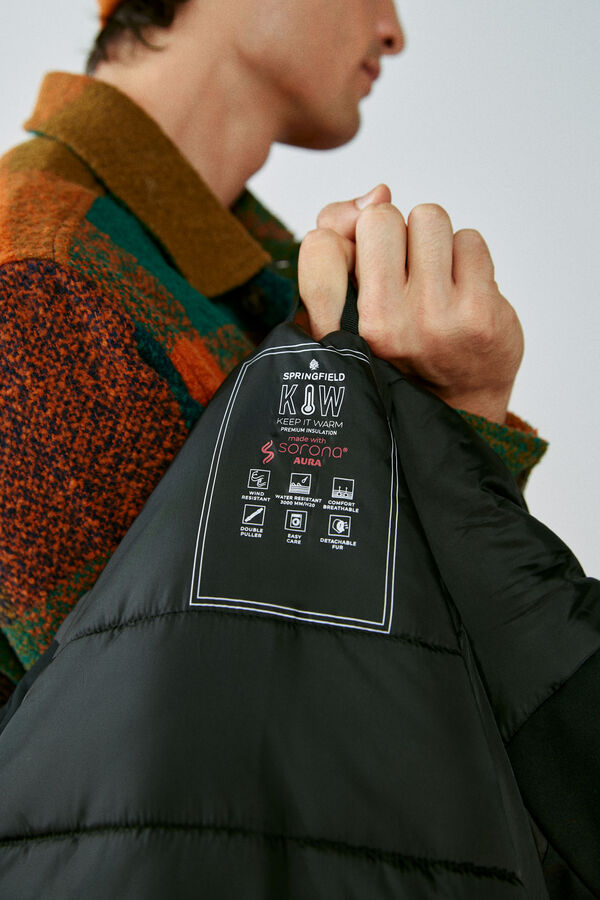 Springfield Parka técnica acolchada pelo negro