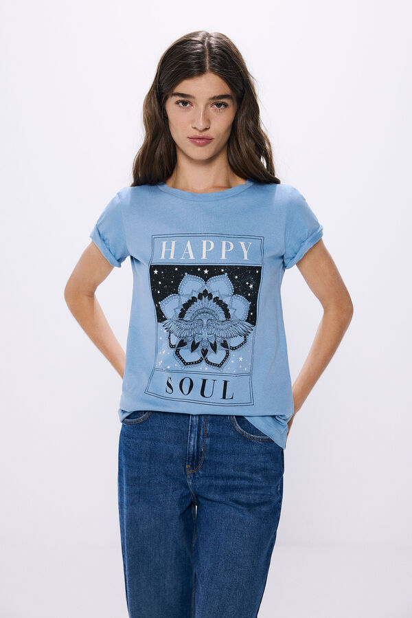 Springfield Camiseta gr&aacute;fica &eacute;tnica azul