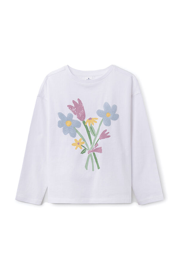 Springfield Kids Camiseta flores ni&ntilde;a beige