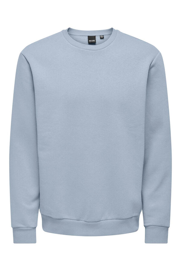 Only & Sons Sweatshirt b&aacute;sico masculino com gola redonda azul