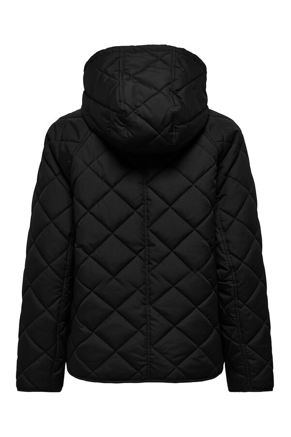 Only Casaco acolchoada com capuz preto