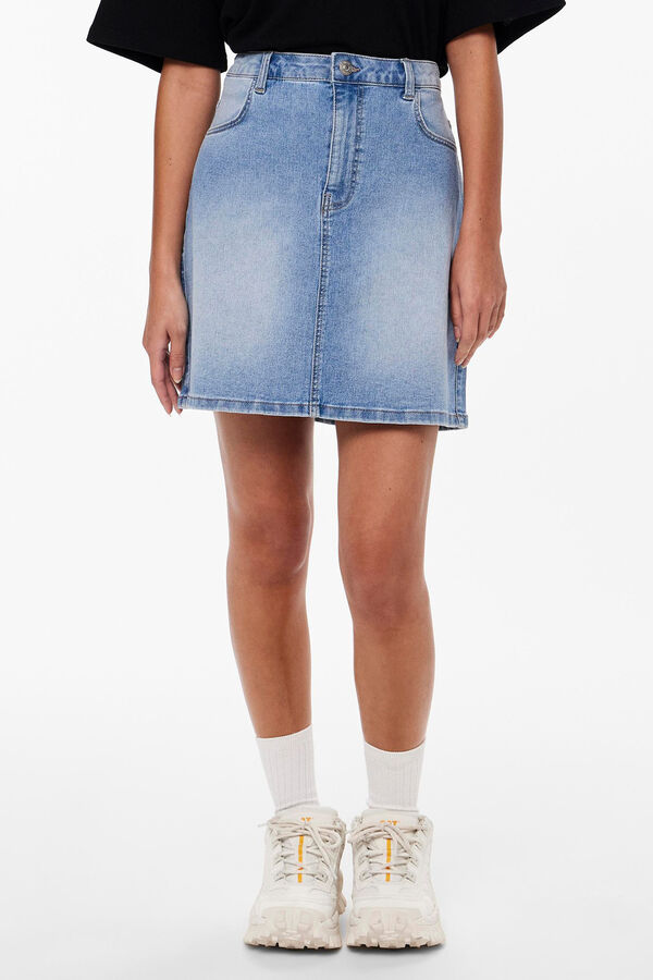 Pieces Saia curta denim azul