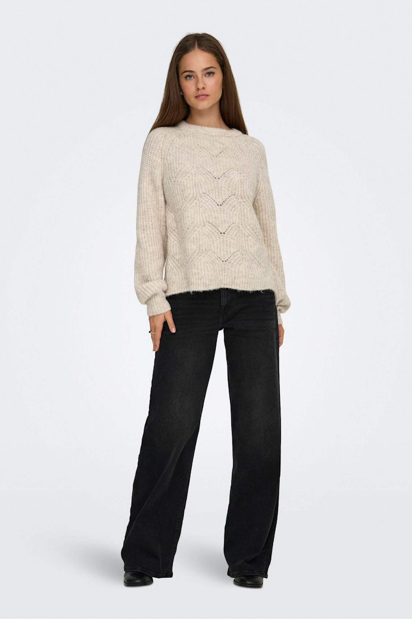 Only Camisola estruturado com gola redonda