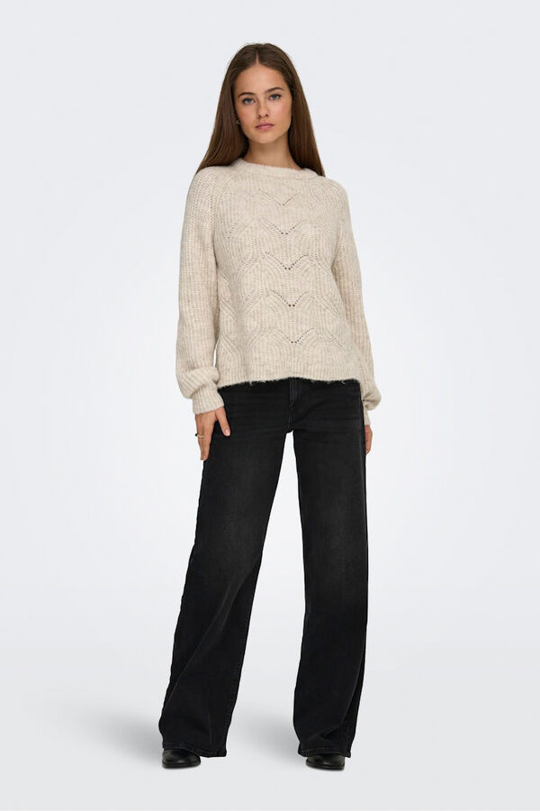 Only Jersey estructura cuello redondo beige