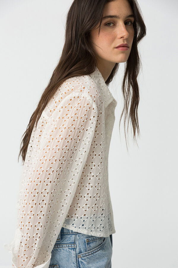 Tiffosi Camisa curta bordada em ingl&ecirc;s branco