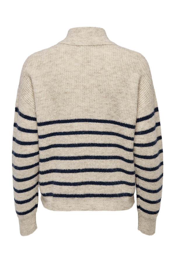 Only Jersey de rayas con cremallera gris