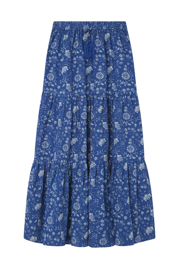 Springfield Falda Midi Paneles Lino azul
