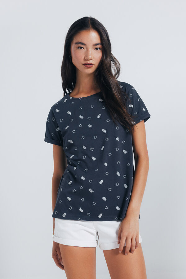 Springfield Camiseta estampada motivos pequeños gris