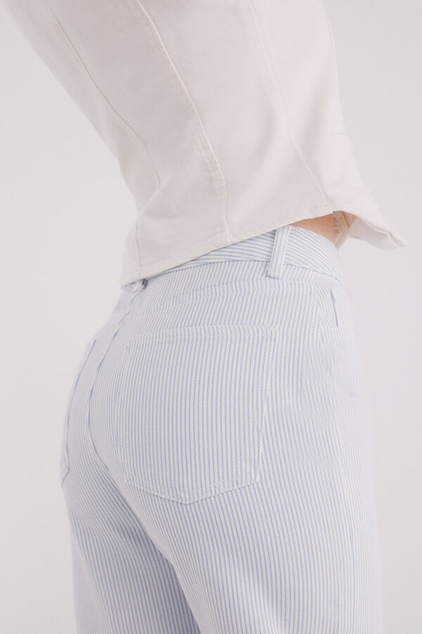 Springfield Jeans wide leg rayas algod&oacute;n marr&oacute;n