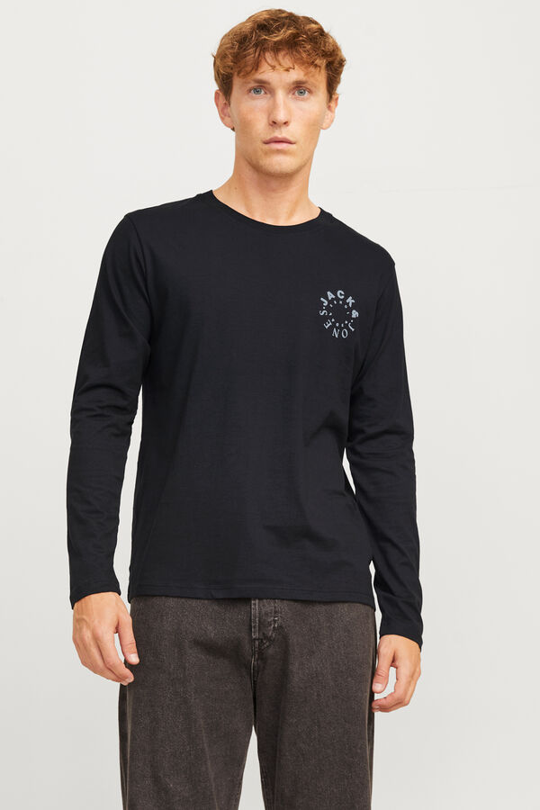 Jack & Jones Camiseta regular fit mangas largas negro