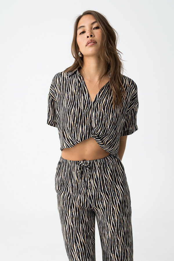 Tiffosi Camisa Cropped Estampada negro