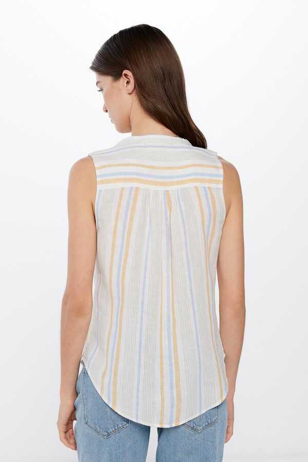 Springfield Blusa Cuello Mao Sin Mangas Algod&oacute;n Lino amarillo