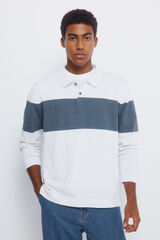 Springfield Camisola listrado de gola polo cru