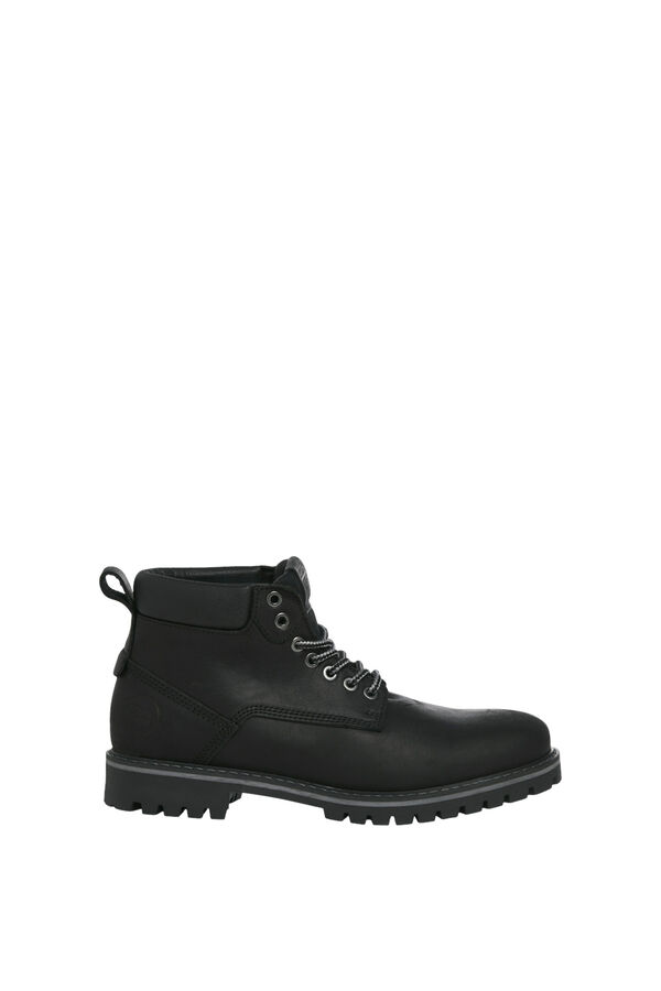 Jack & Jones Bota de pele com cadar&ccedil;o preto