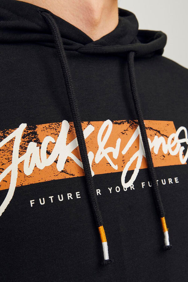 Jack & Jones Sweatshirt com capuz e ajuste padr&atilde;o preto
