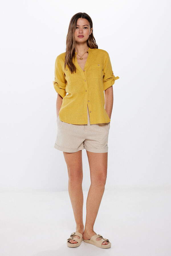 Springfield Blusa Utility Algod&oacute;n Lino amarillo