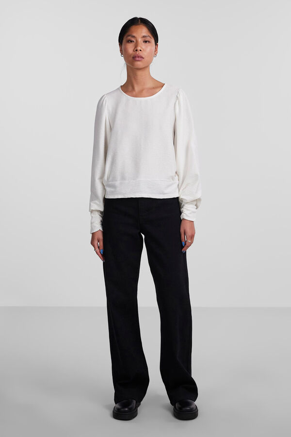 Pieces Blusa de mulher de manga comprida branco