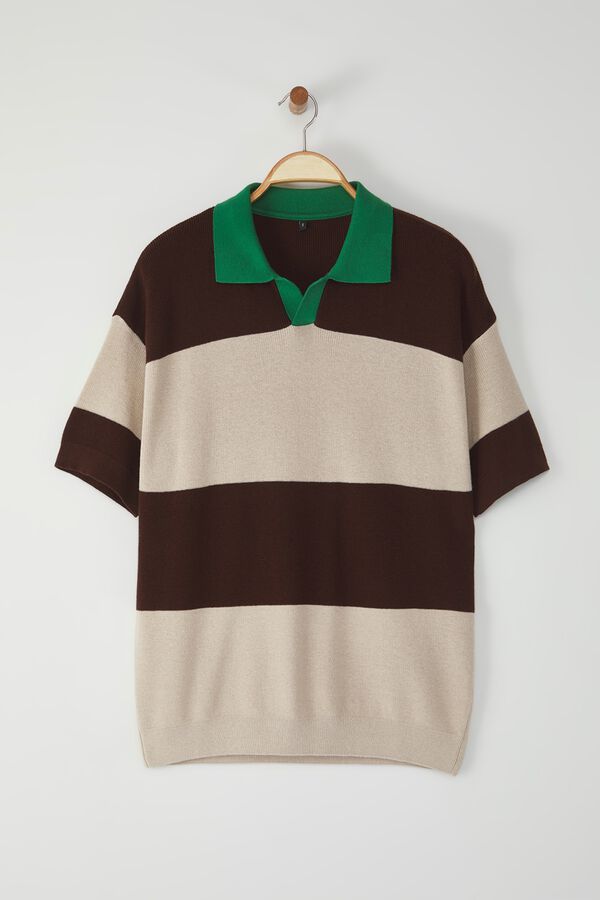 Trendyol Polo oversize de riscas branco