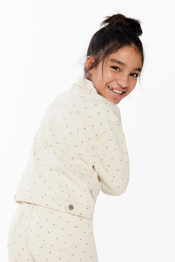 Springfield Kids Chaqueta denim estampada ni&ntilde;a beige