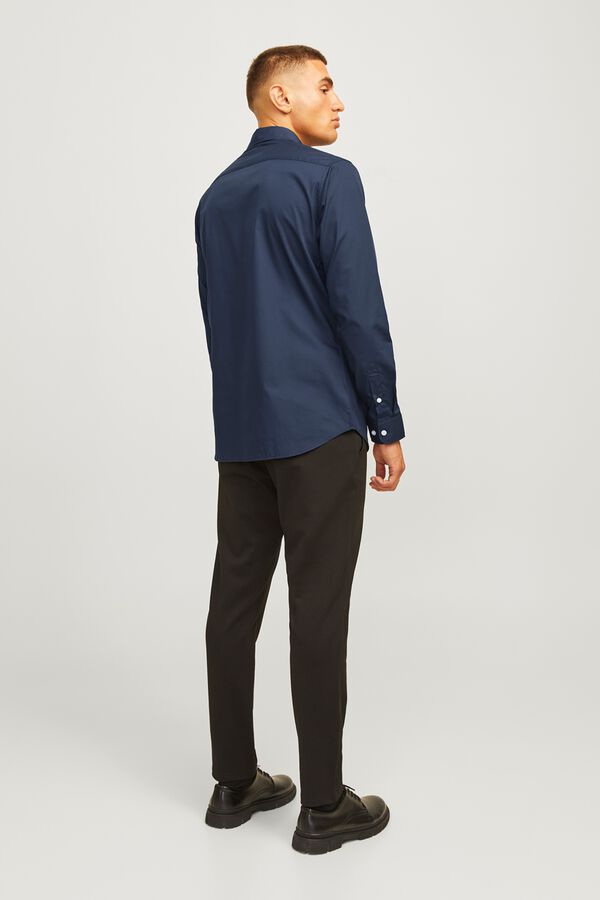 JJ REBEL Camisa slim de sarga azul