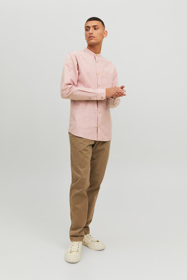 Jack & Jones Camisa lino manga larga gris