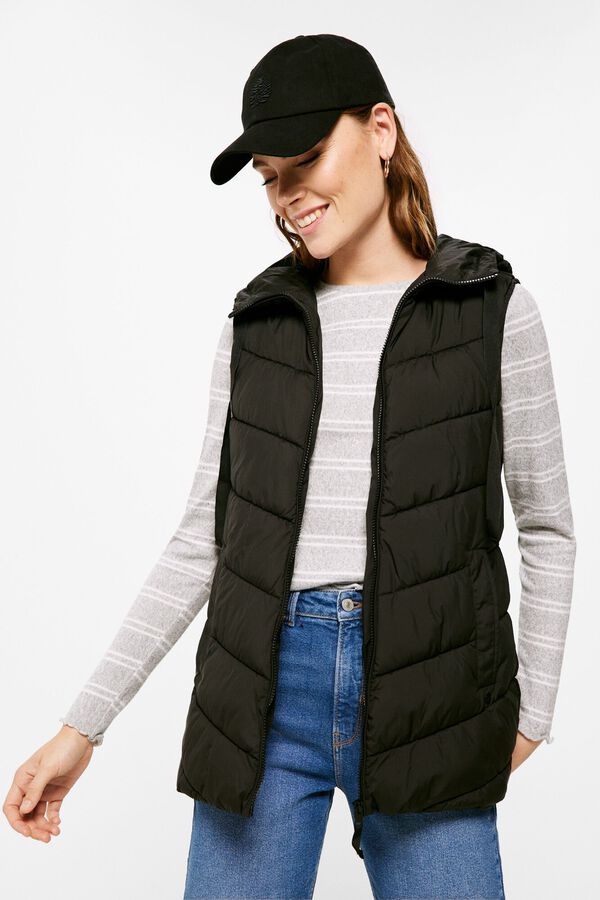 Springfield Colete Acolchoado Comprido Poli&eacute;ster Reciclado preto