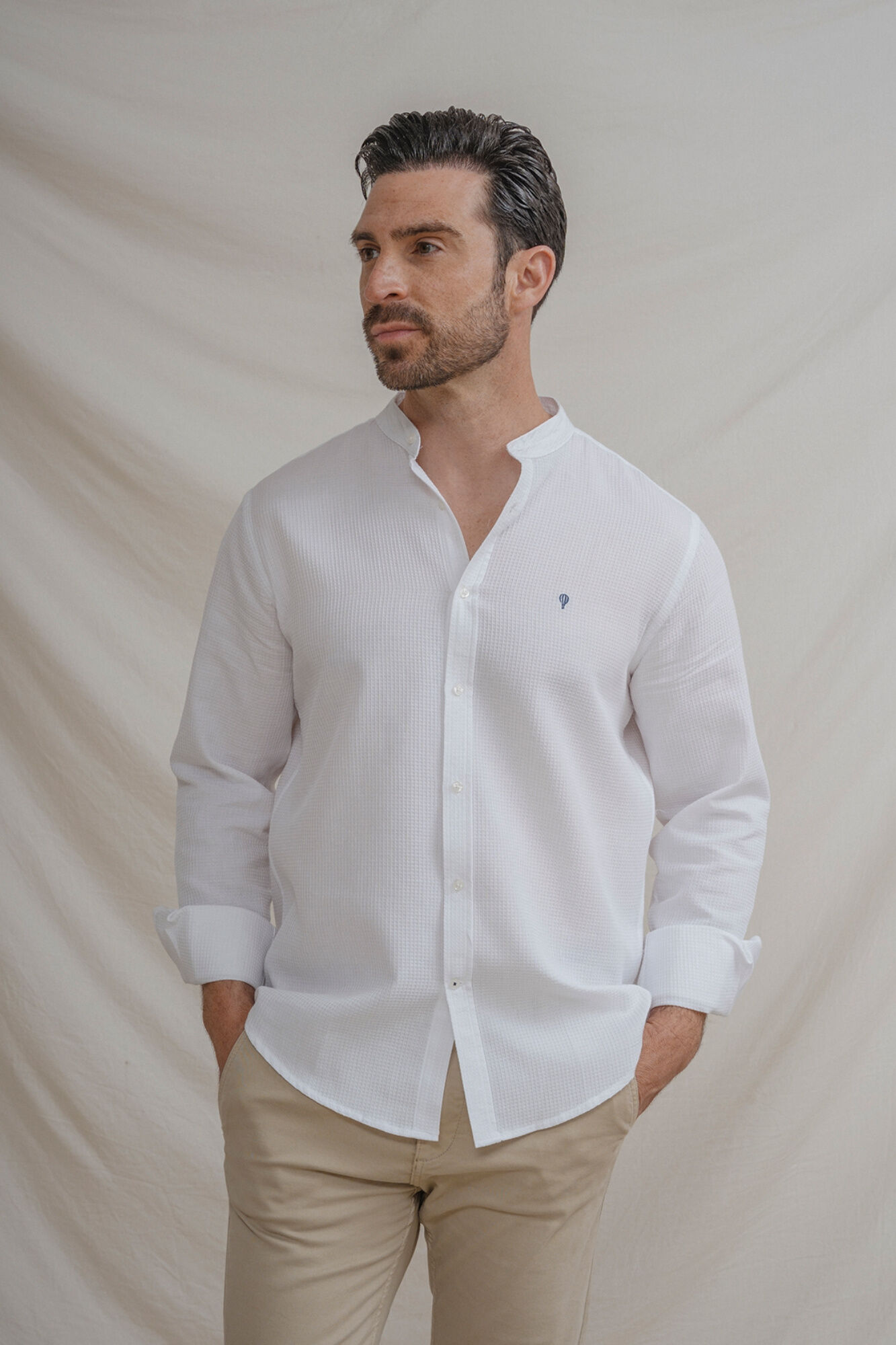 Celopman Camisa estructura cuadrill&eacute; cuello mao