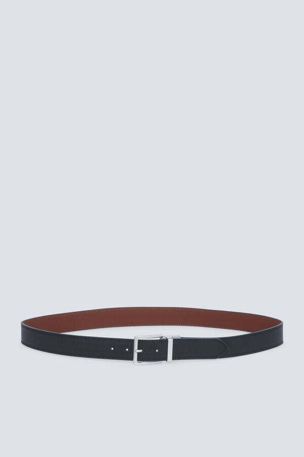 Springfield Cintur&oacute;n efecto piel reversible negro