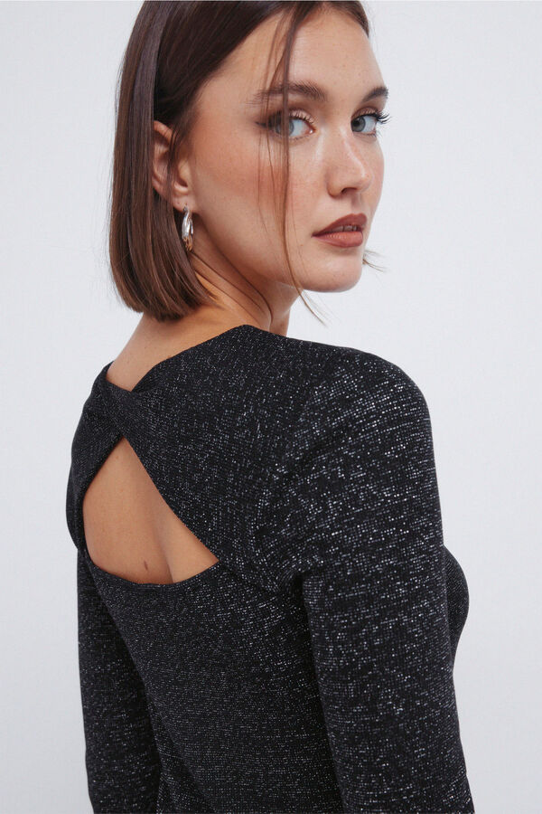 Springfield Camiseta lurex escote espalda negro