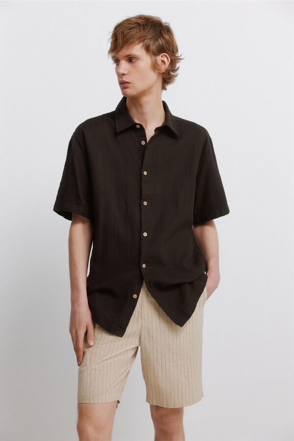 Springfield Bermuda lino rayas comfort slim fit beige
